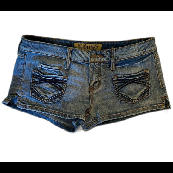 Hint  Jean Shorts Distressed Size 9 Designer Stitching Short Shorts Daisy Dukes - Picture 1 of 9